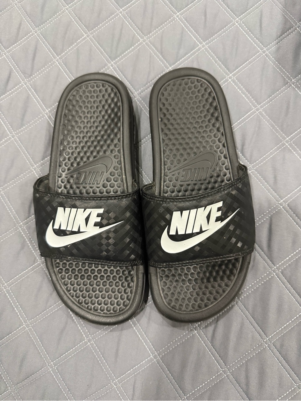 Nike Black Slide Sandals with White Logo